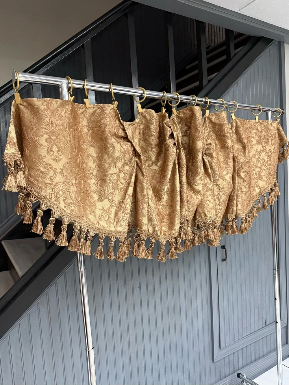 Gold Tassel Paisley Window Valance Elegant Window Treatment, Vintage Gold Tassel